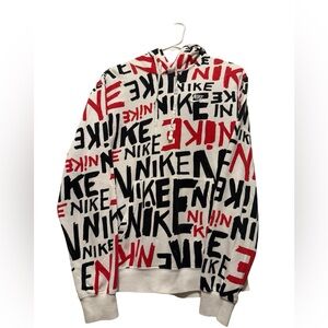 Nike Sportswear Club Pullover Graffiti Hoodie. Red/White/Black. Size Youth XL.